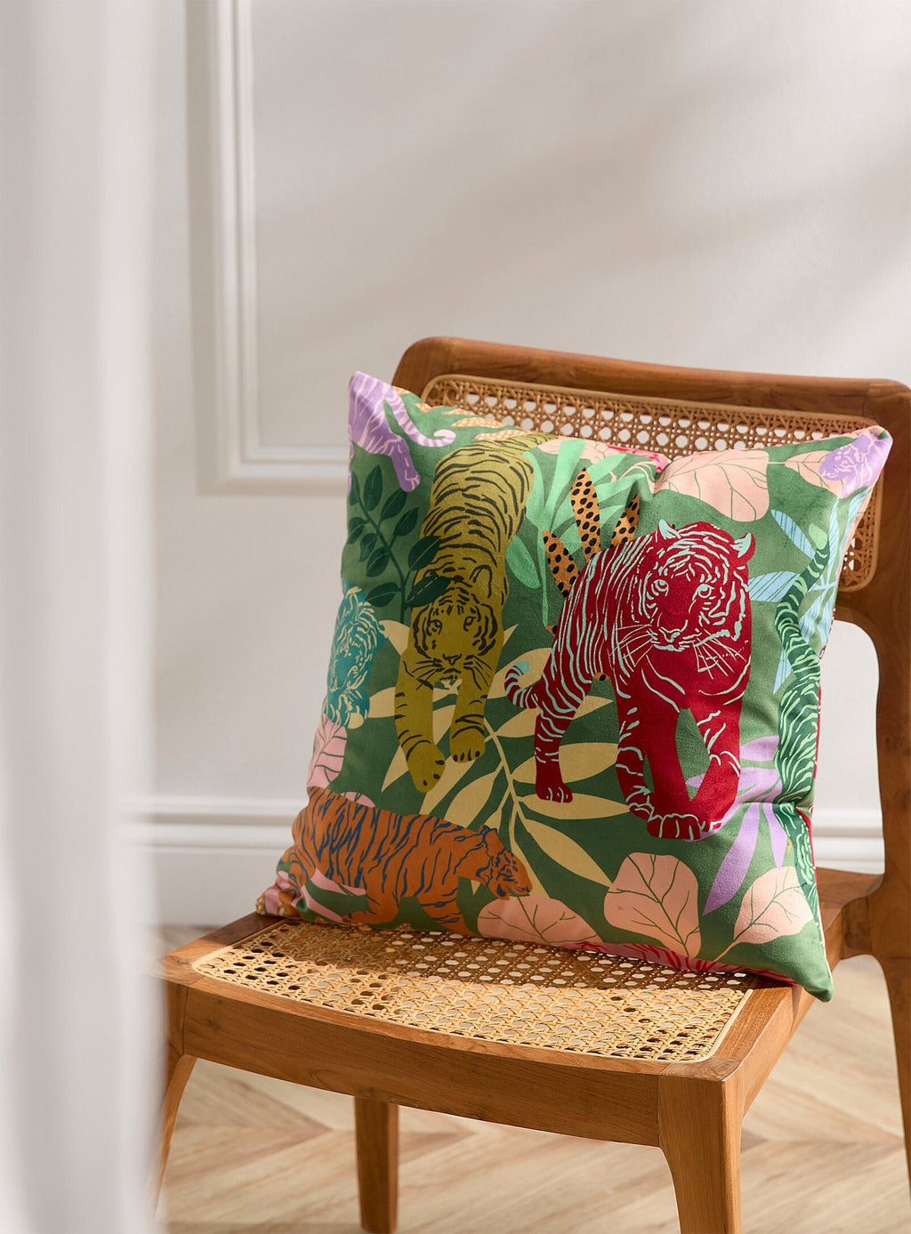 Velvet Cushion Green Tigress
