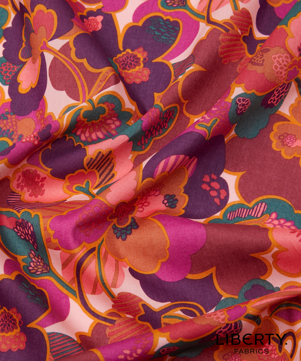 Art Nouveau revival era with oversized petals, bold outlines, and playful textures