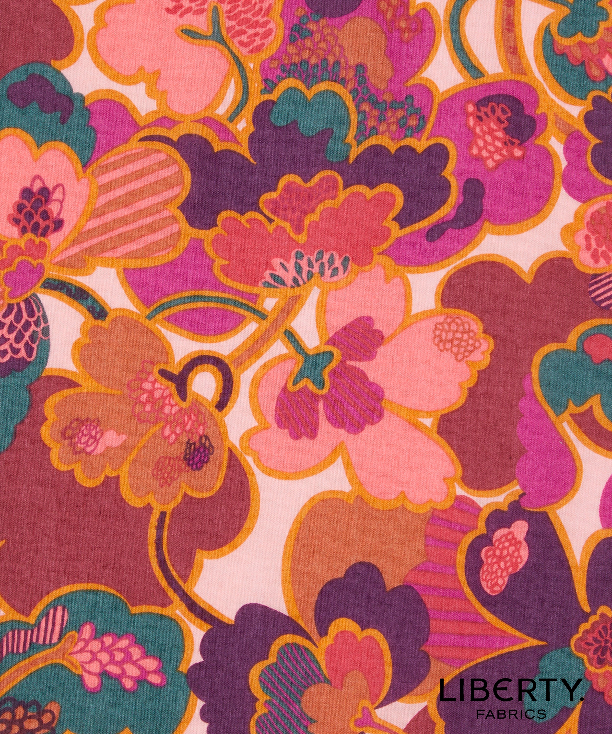 Colorful floral pattern fabric by Liberty Fabrics