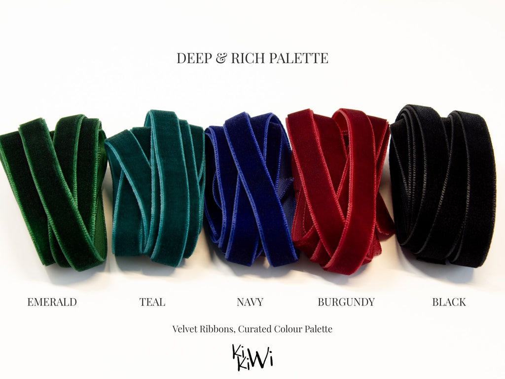 Velvet Ribbon 10mm (3/8”) – Hand Dyed Finished Edge