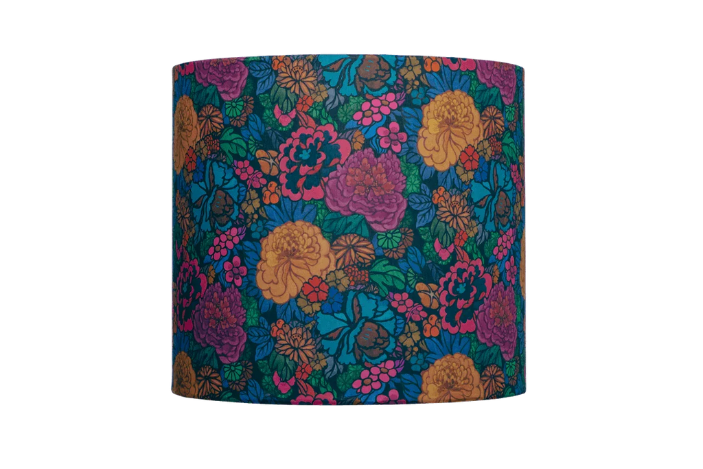 Liberty Heritage Garden fabric on Kikiwi’s Sakura lampshade, showing blossoms inspired by traditional Japanese motifs