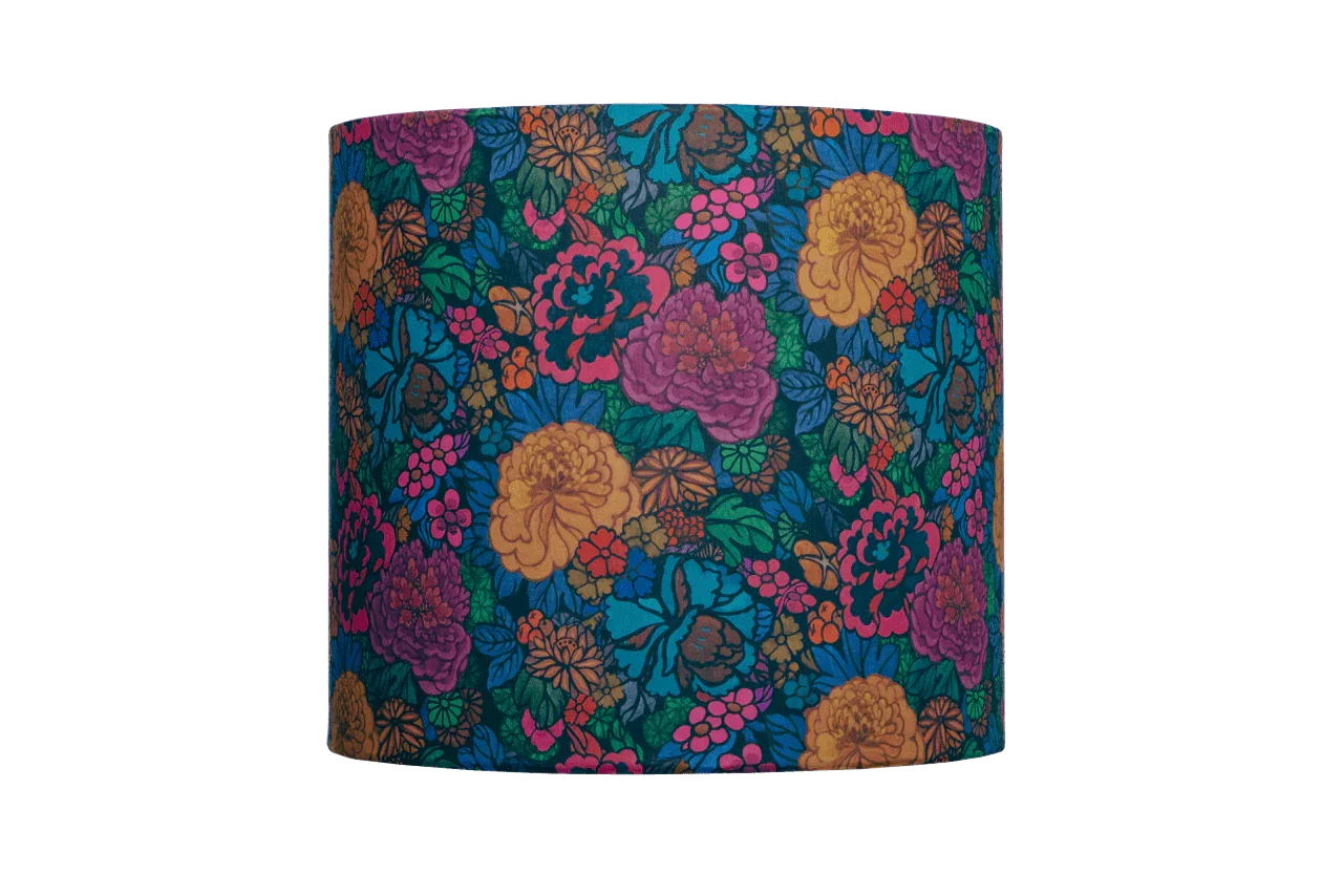 Liberty Heritage Garden fabric on Kikiwi’s Sakura lampshade, showing blossoms inspired by traditional Japanese motifs