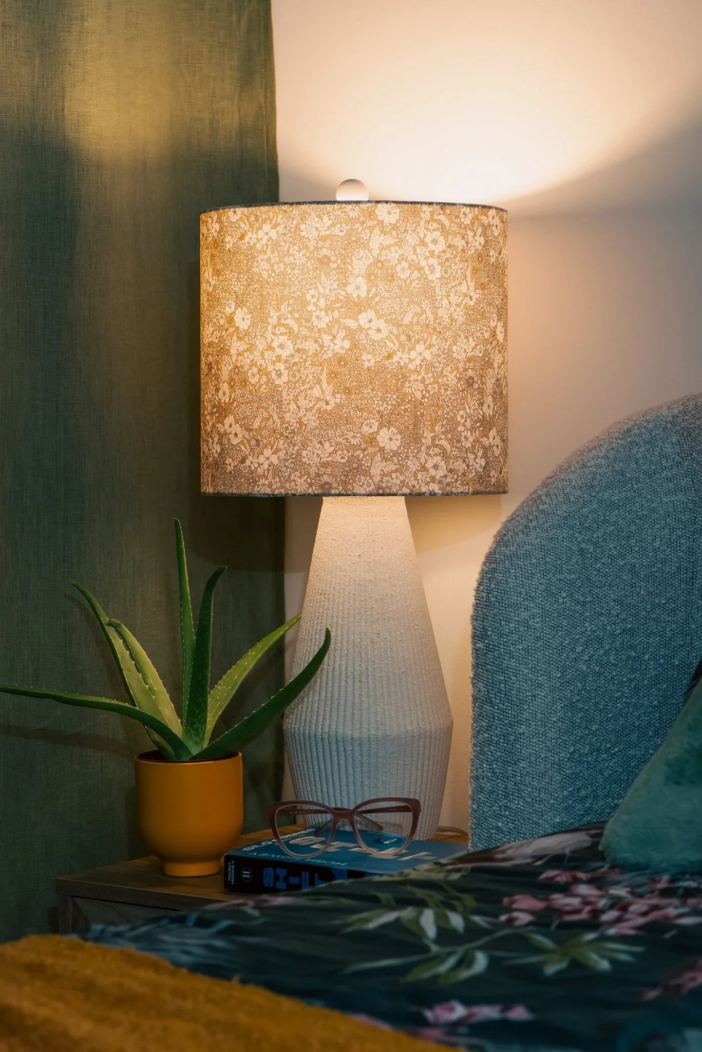 Handcrafted Yorkshire drum lampshade in Liberty Patrick Gordon fabric, inspired by traditional British florals
